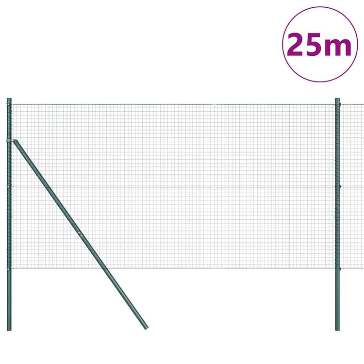 Vidaxl Zaunpfahl grün 25 x 1 m (25 x 25 mm Maschenweite) Stahl