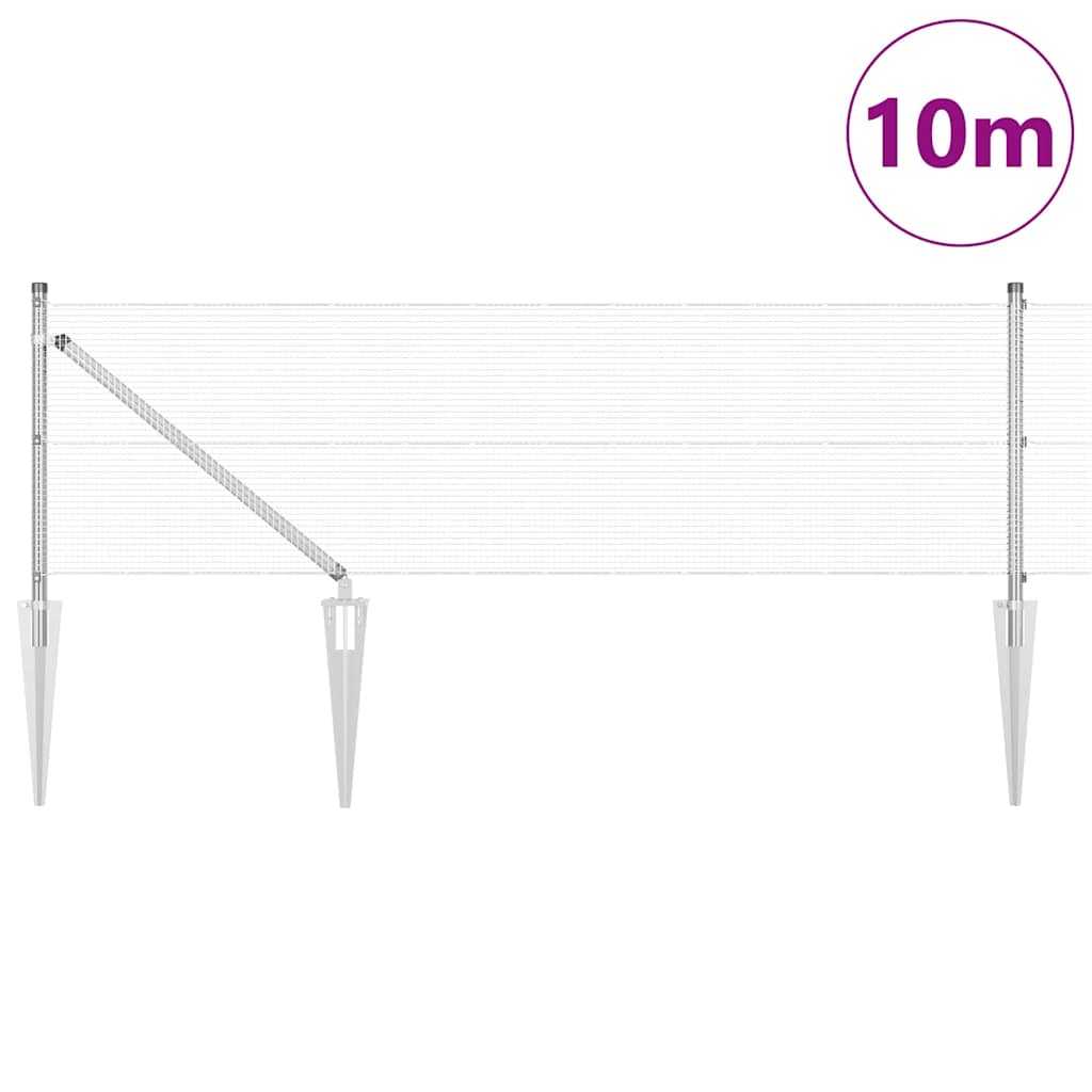 Vidaxl Zaunpfahl Silber 10 x 0,4 m (12 x 12 mm Maschenweite) Stahl