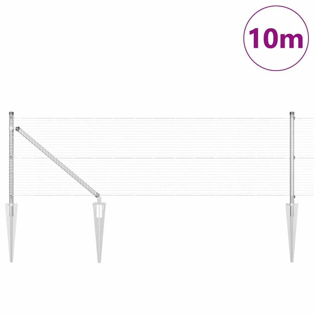 Vidaxl Zaunpfahl Silber 10 x 0,6 m (19 x 19 mm Maschenweite) Stahl