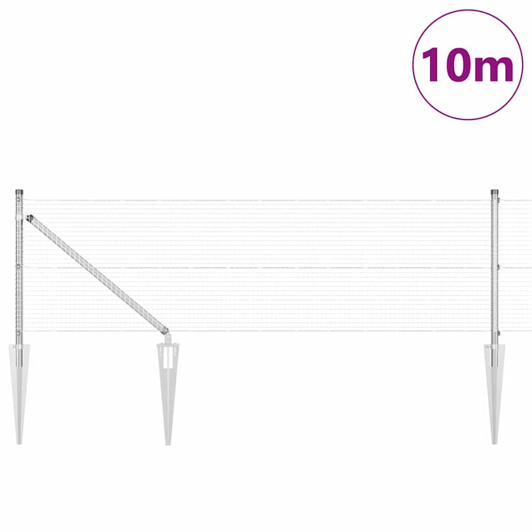 Vidaxl Zaunpfahl Silber 10 x 0,6 m (19 x 19 mm Maschenweite) Stahl