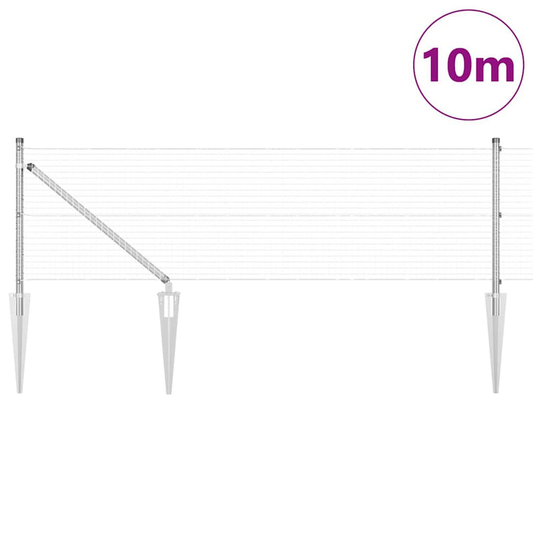 Vidaxl Zaunpfahl Silber 10 x 0,6 m (25 x 25 mm Maschenweite) Stahl