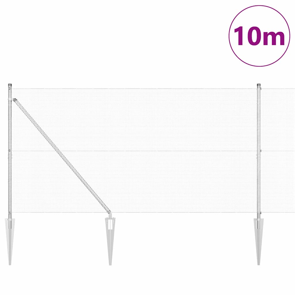 Vidaxl Zaunpfahl Silber 10 x 1,4 m (12 x 12 mm Maschenweite) Stahl