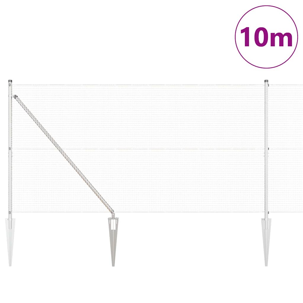 Vidaxl Zaunpfahl Silber 10 x 1,4 m (16 x 16 mm Maschenweite) Stahl