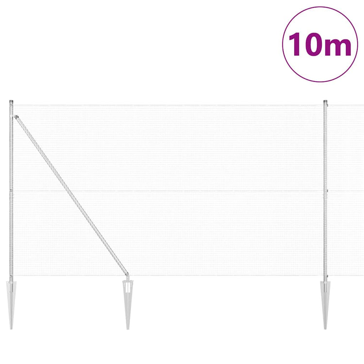 Vidaxl Zaunpfahl Silber 10 x 1,5 m (16 x 16 mm Maschenweite) Stahl