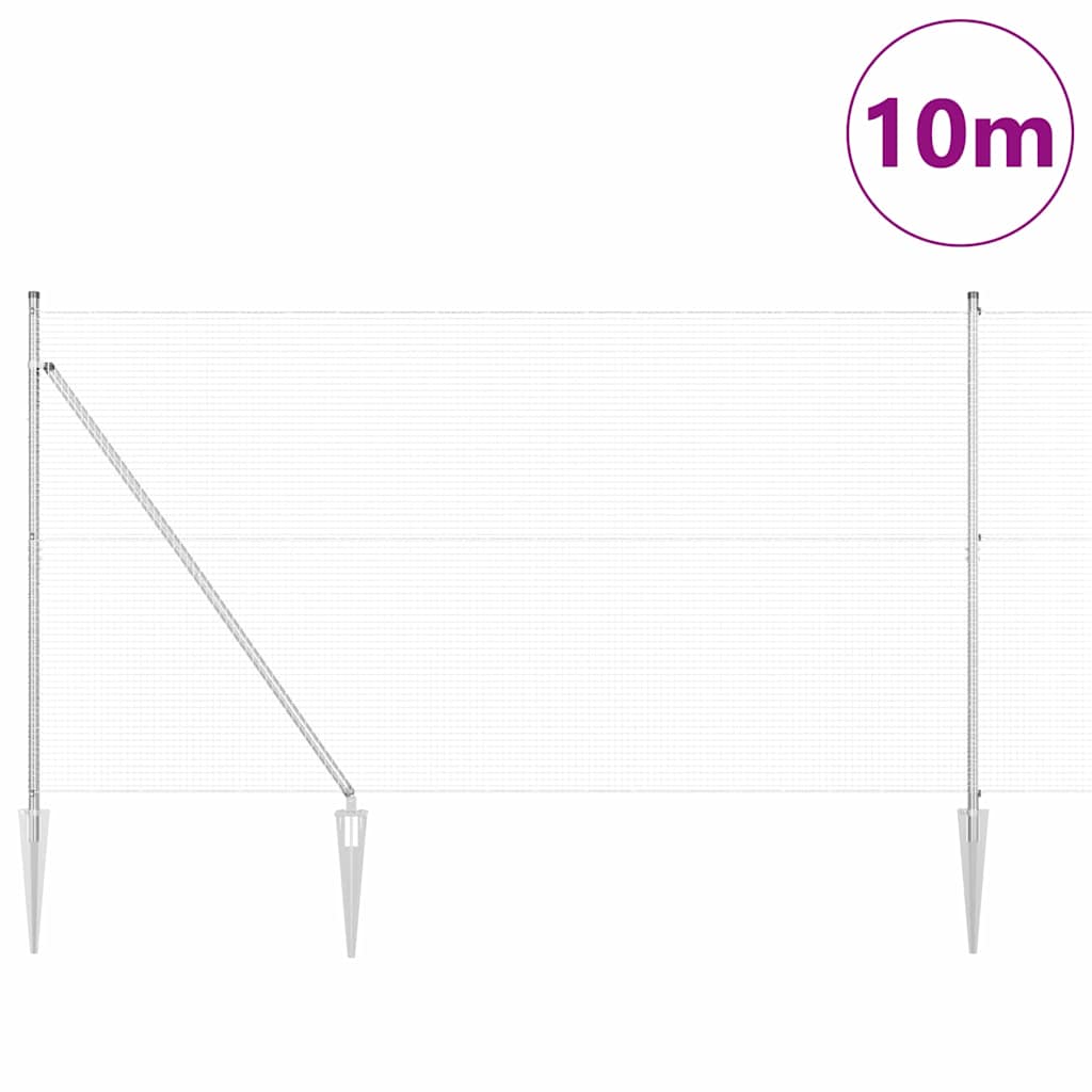 Vidaxl Zaunpfahl Silber 10 x 1,5 m (19 x 19 mm Maschenweite) Stahl