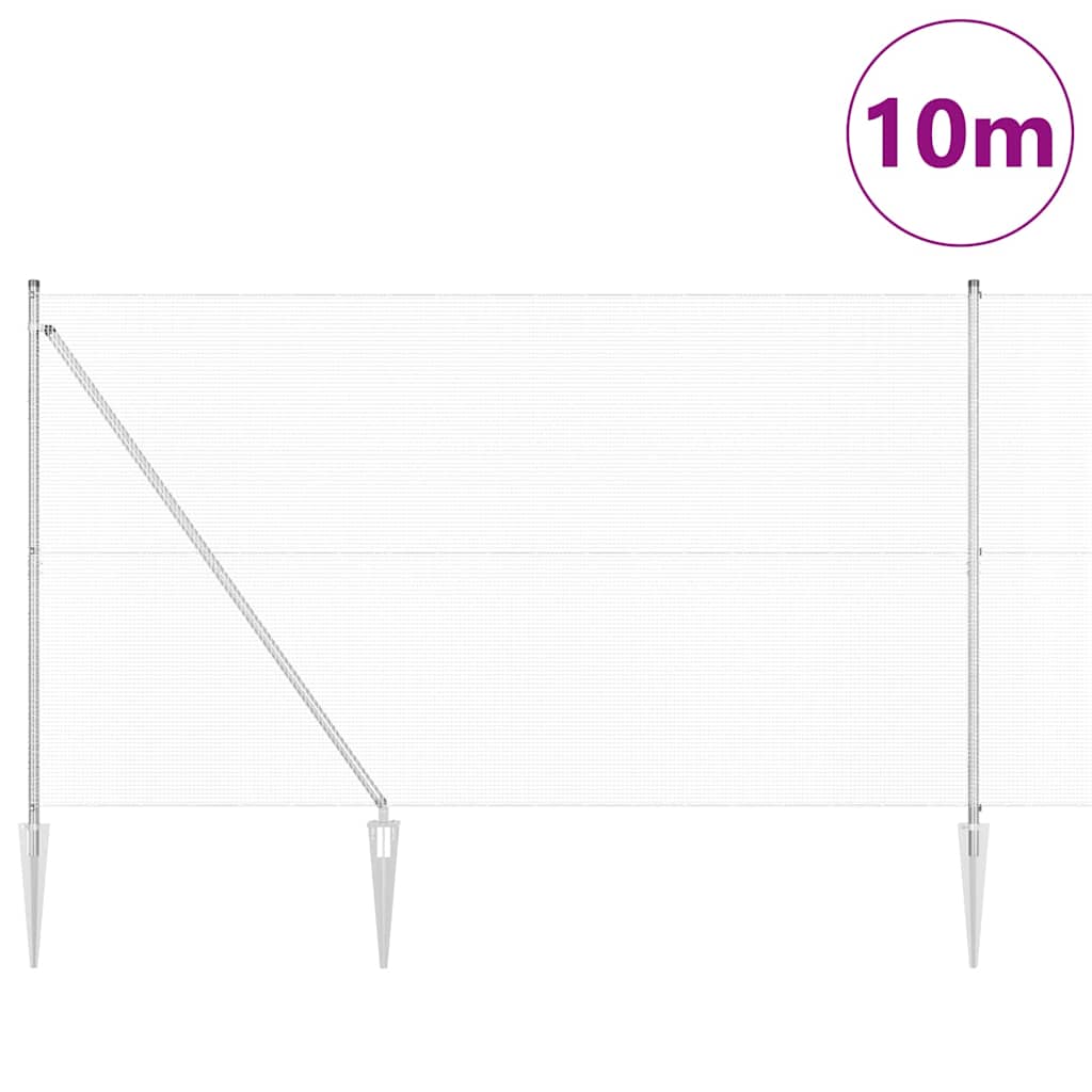 Vidaxl Zaunpfahl Silber 10 x 1,6 m (12 x 12 mm Maschenweite) Stahl
