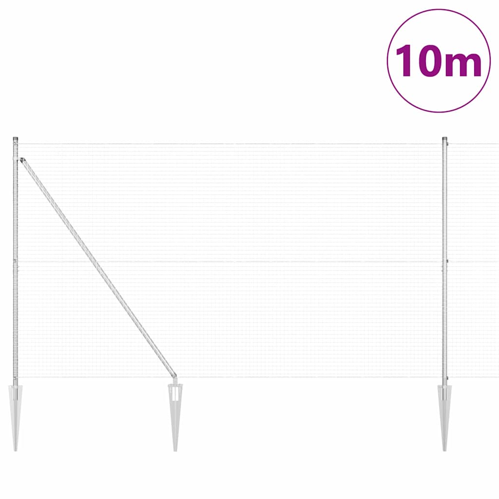 Vidaxl Zaunpfahl Silber 10 x 1,6 m (25 x 25 mm Maschenweite) Stahl