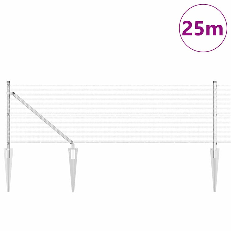 Vidaxl Zaunpfahl Silber 25 x 0,5 m (12 x 12 mm Maschenweite) Stahl