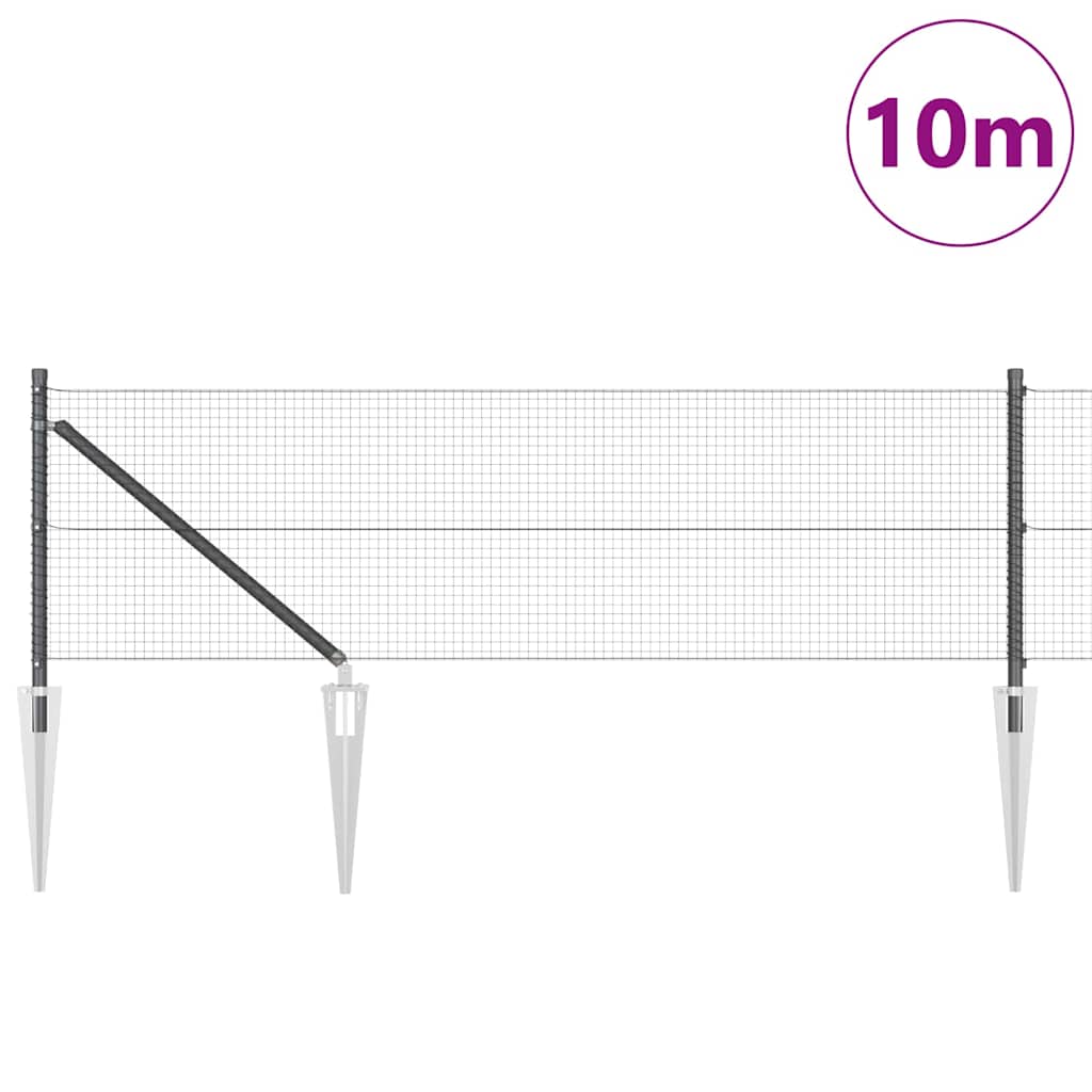 Vidaxl Zaunpfosten grau 10 x 0,5 m (19 x 19 mm Maschenweite) Stahl