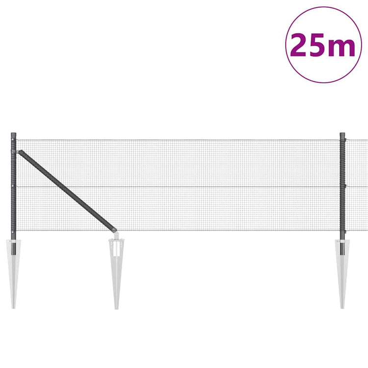 Vidaxl Zaunpfahl grau 25 x 0,5 m (12 x 12 mm Maschenweite) Stahl
