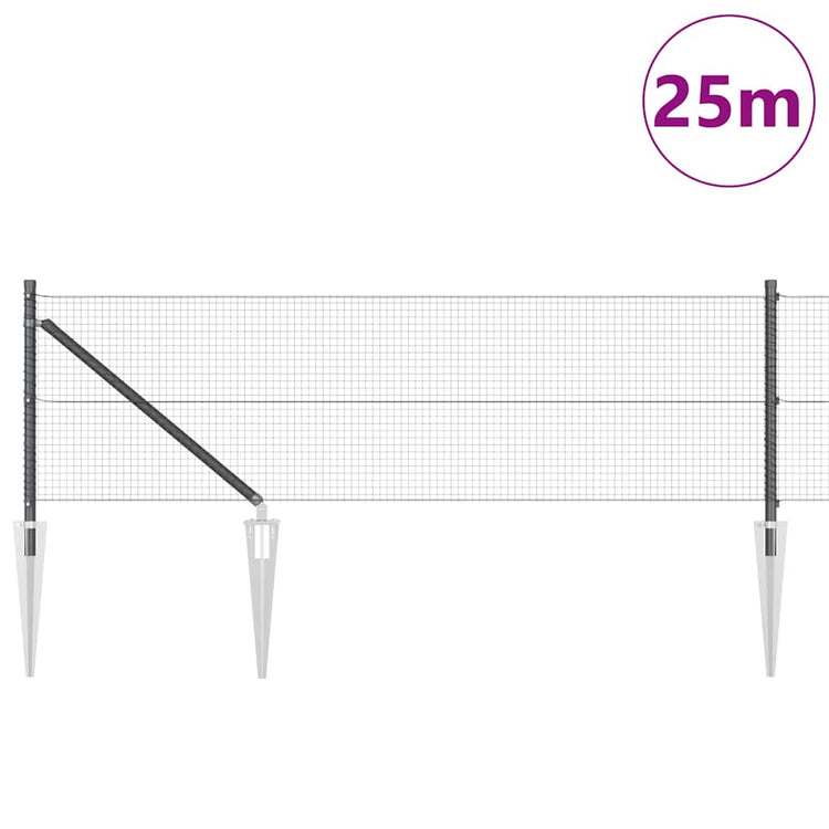 Vidaxl Zaunpfahl grau 25 x 0,8 m (19 x 19 mm Maschenweite)
