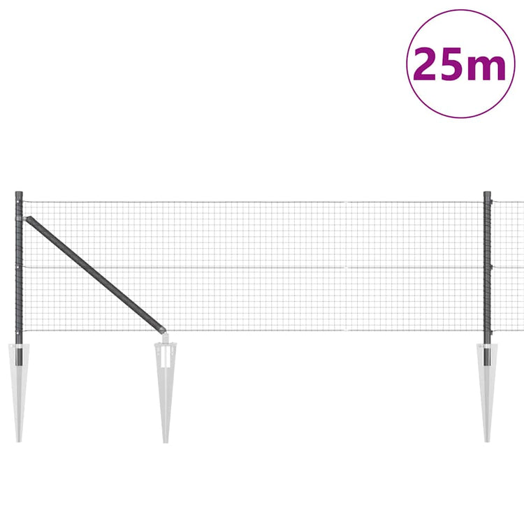 Vidaxl Zaunpfahl grau 25 x 0,8 m (25 x 25 mm Maschenweite)