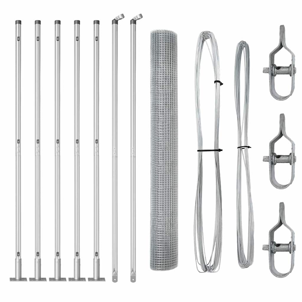 Vidaxl Zaunpfahl Silber 10 x 1,2 m (12 x 12 mm Maschenweite) Stahl