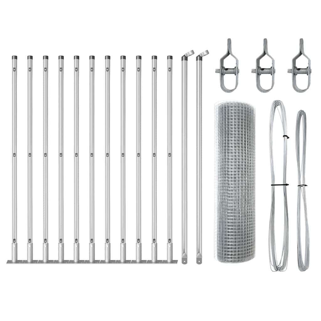 Vidaxl Zaunpfahl Silber 25 x 0,4 m (19 x 19 mm Maschenweite) Stahl