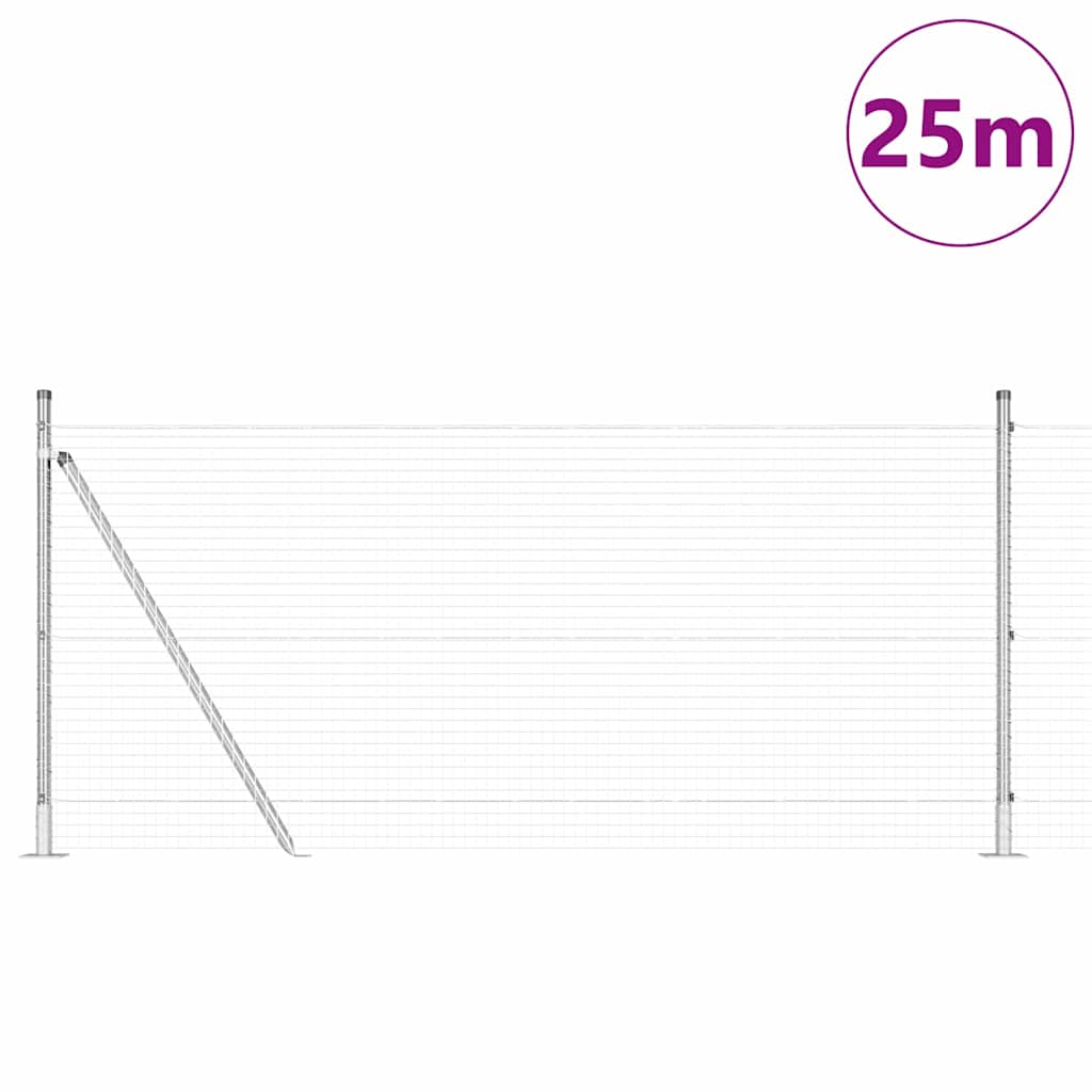 Vidaxl Zaunpfahl Silber 25 x 1 m (25 x 25 mm Maschenweite) Stahl