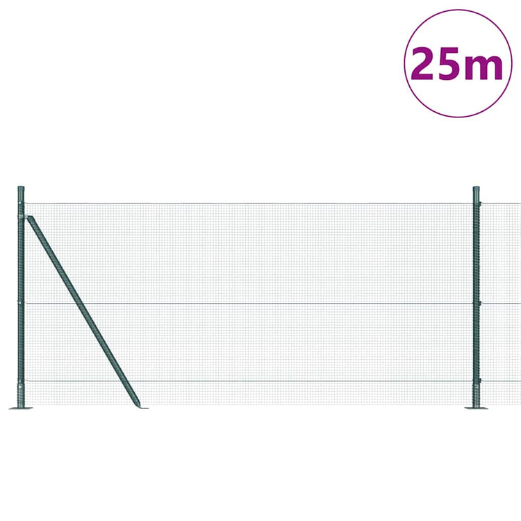 Vidaxl Zaunpfahl grün 25 x 1 m (12 x 12 mm Maschenweite) Stahl