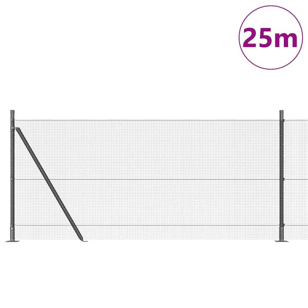 Vidaxl Zaunpfahl grau 25 x 0,8 m (12 x 12 mm Maschenweite)