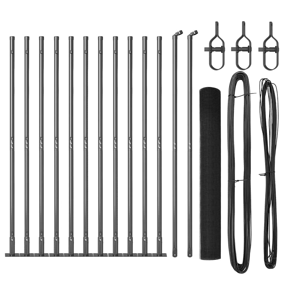 Vidaxl Zaunpfahl grau 25 x 1 m (16 x 16 mm Maschenweite) Stahl