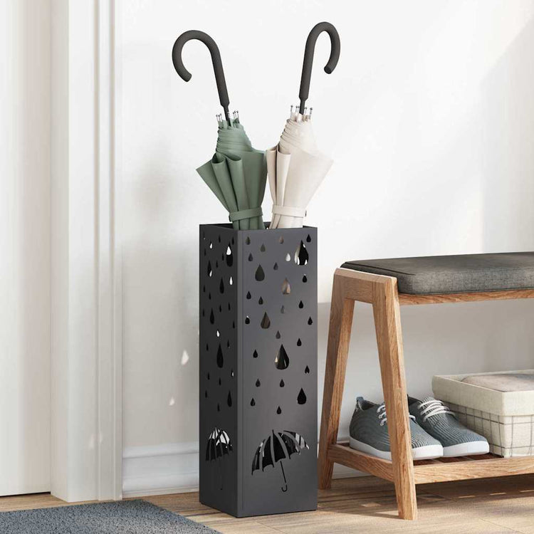 Vidaxx Schirmständer mit Stauraum schwarz 15,5 x 15,5 x 49 cm Metall
