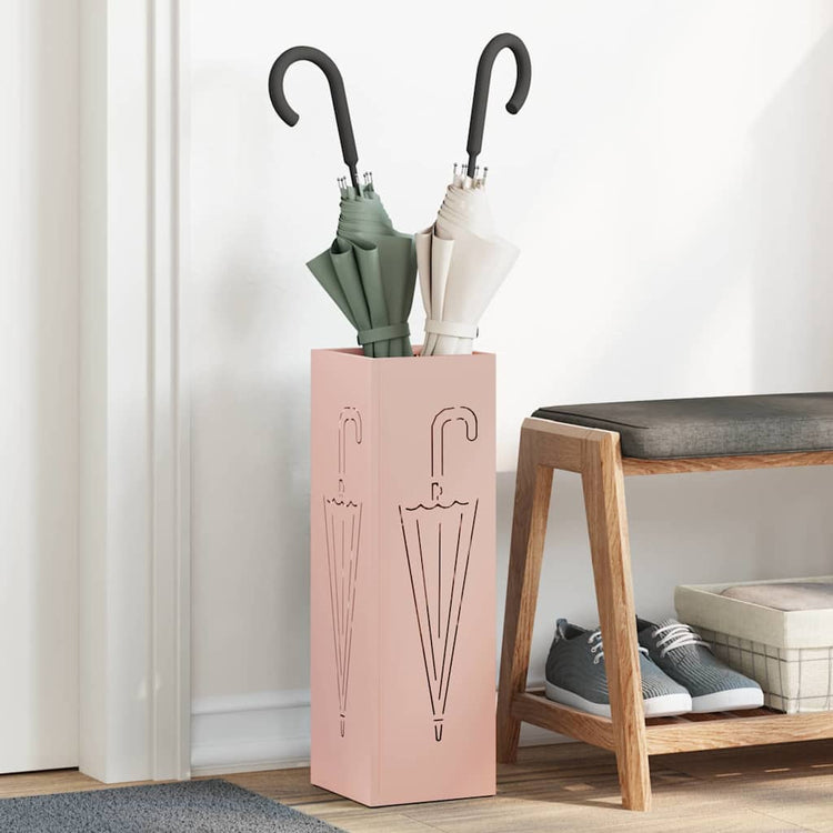 Vidaxl Schirmständer mit Aufbewahrung rosa 15,5 x 15,5 x 49 cm Metall