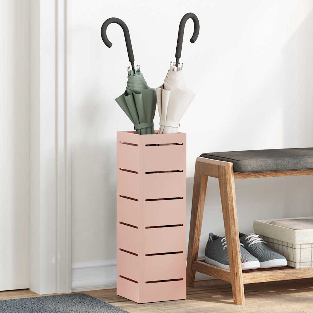 Vidaxl Schirmständer mit Aufbewahrung rosa 15,5 x 15,5 x 49 cm Metall