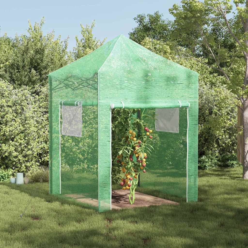 VidaXL Gewächshaus mit Aufstellrahmen mit Dach grün 200 x 200 x 300 cm Eisen