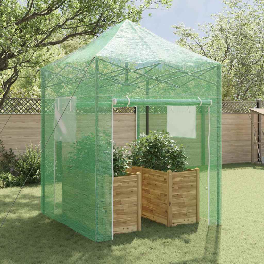 VidaXL Gewächshaus mit Aufstellrahmen mit Dach grün 200 x 200 x 300 cm Eisen