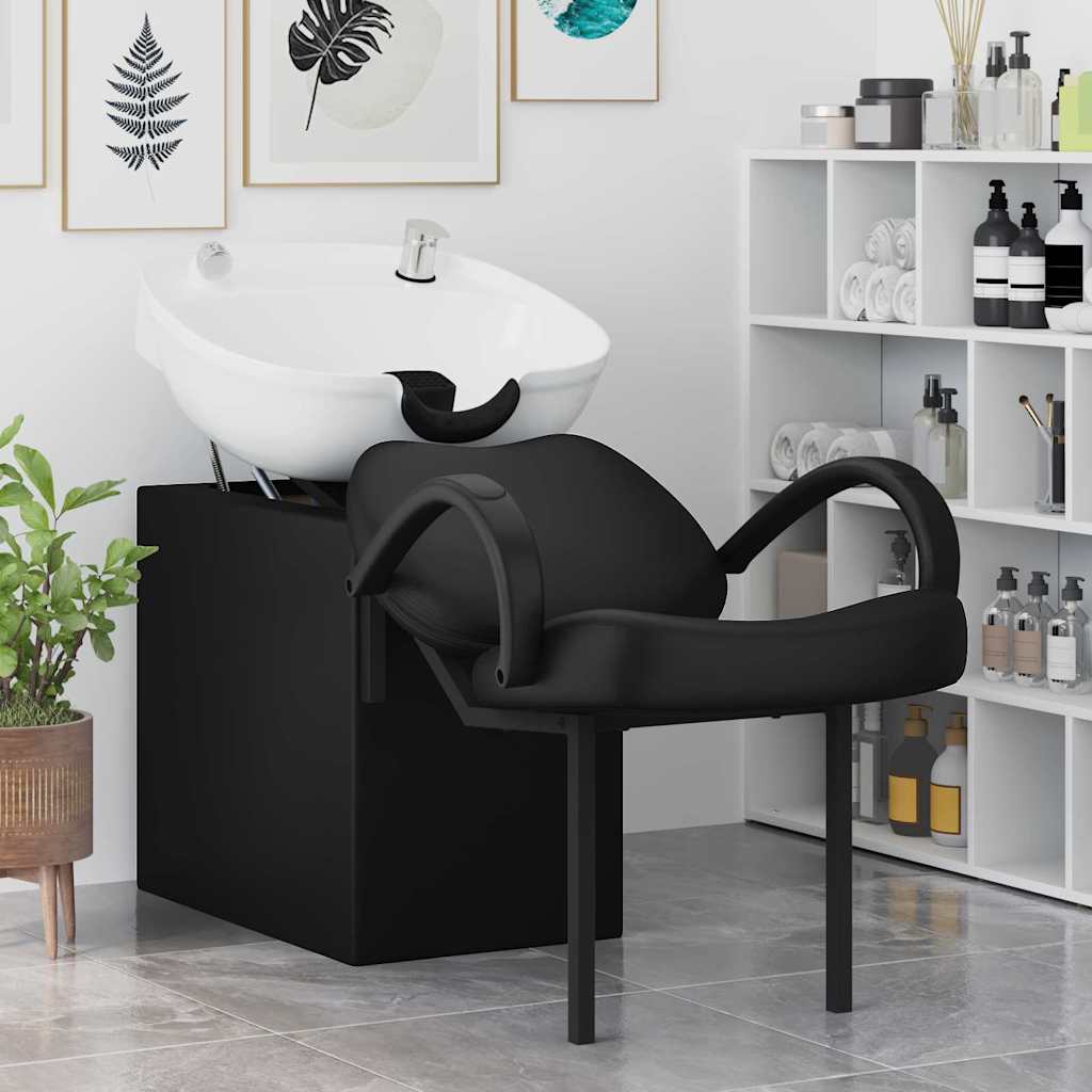 VidaXL Shampoo-Stuhl schwarz und weiß 63 x 141 x 92 cm PVC