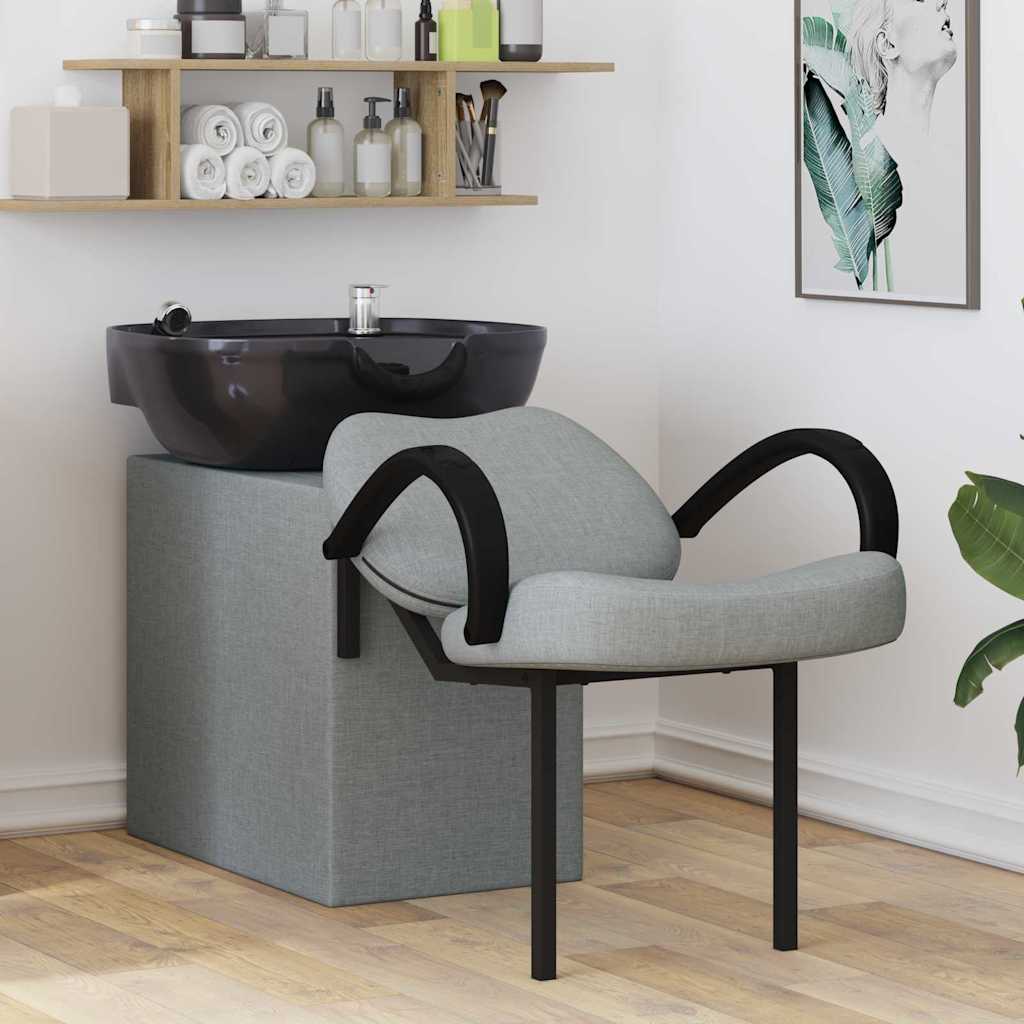 Vidaxl Shampoo-Stuhl hellgrau und schwarz 63 x 141 x 92 cm Stoff