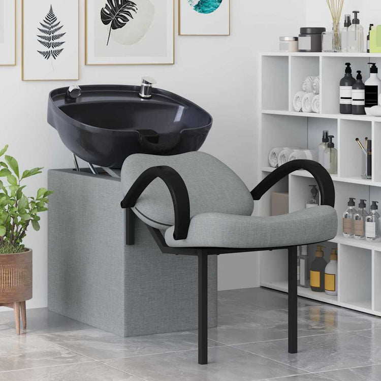 Vidaxl Shampoo-Stuhl hellgrau und schwarz 63 x 141 x 92 cm Stoff