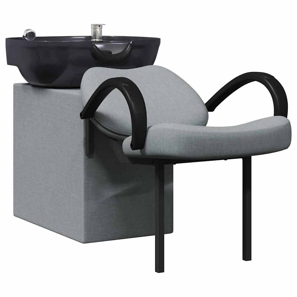 Vidaxl Shampoo-Stuhl hellgrau und schwarz 63 x 141 x 92 cm Stoff