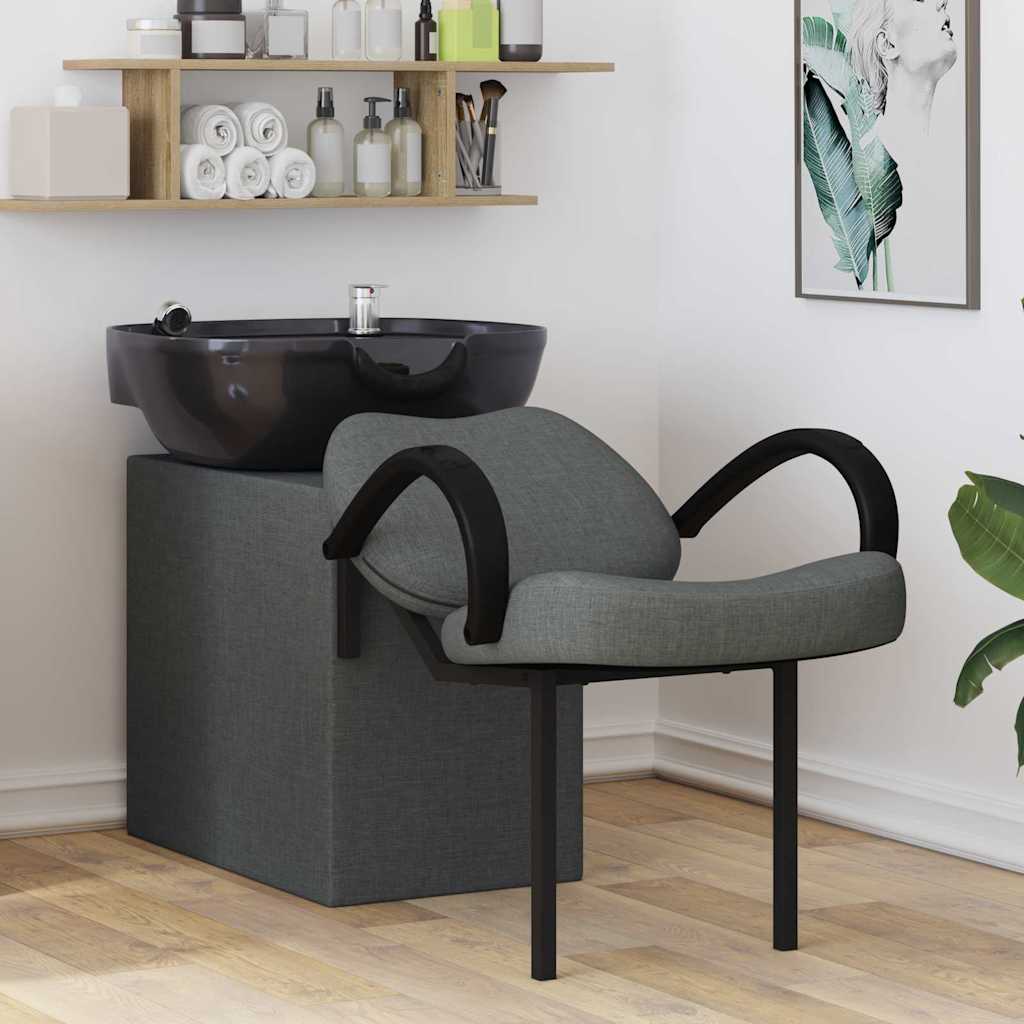 Vidaxl Shampoo-Stuhl dunkelgrau und schwarz 63 x 141 x 92 cm Stoff