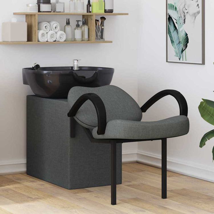 Vidaxl Shampoo-Stuhl dunkelgrau und schwarz 63 x 141 x 92 cm Stoff