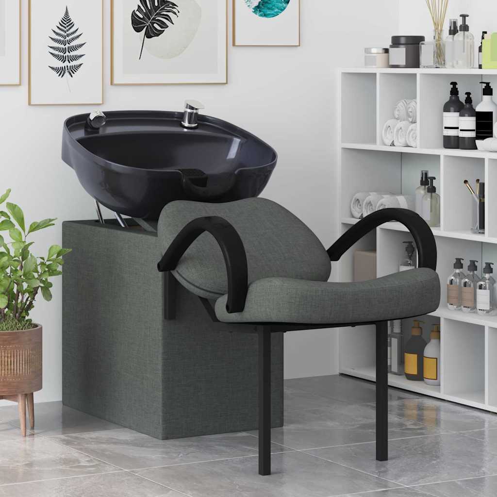 Vidaxl Shampoo-Stuhl dunkelgrau und schwarz 63 x 141 x 92 cm Stoff