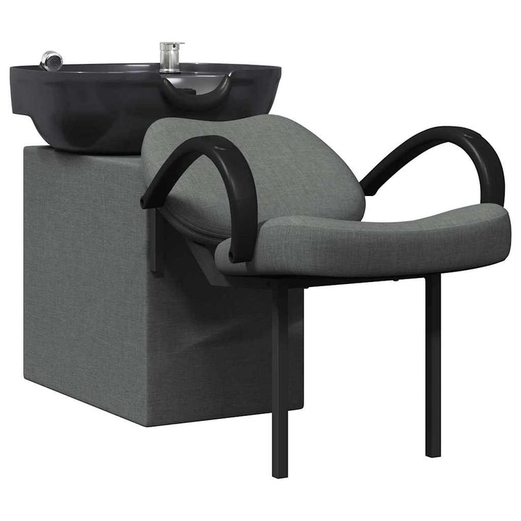 Vidaxl Shampoo-Stuhl dunkelgrau und schwarz 63 x 141 x 92 cm Stoff