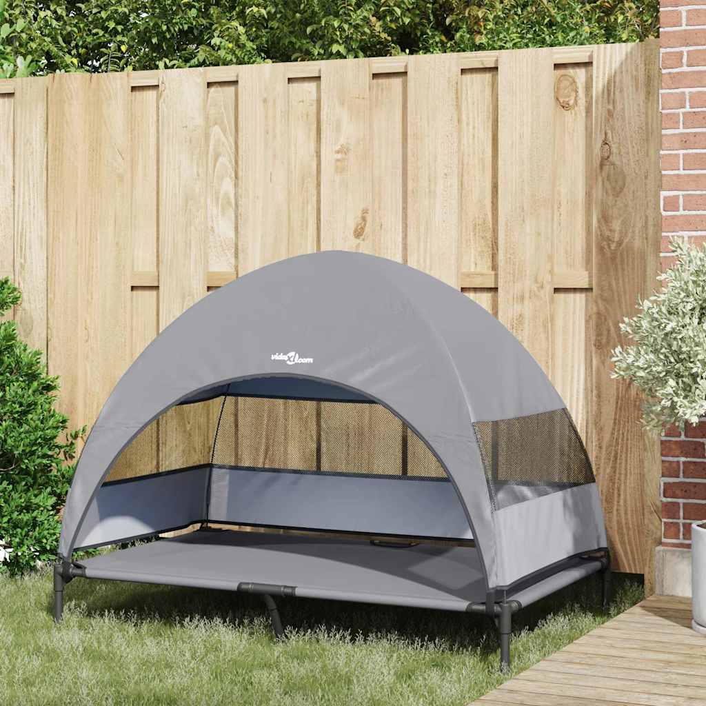 Vidaxl erhöhtes Hundebett hellgrau 127 x 81 x 108 cm Stoff und Stahl