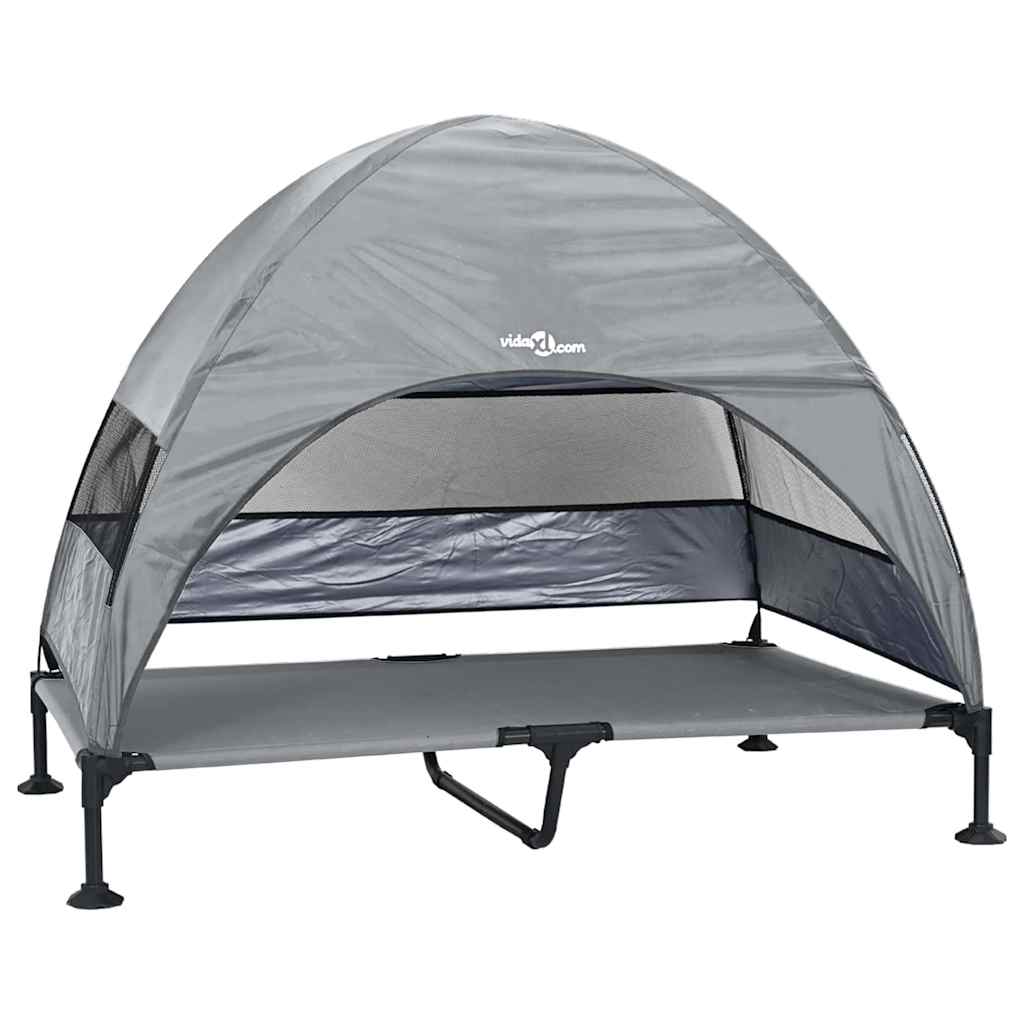 Vidaxl erhöhtes Hundebett hellgrau 127 x 81 x 108 cm Stoff und Stahl