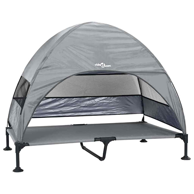 Vidaxl erhöhtes Hundebett hellgrau 127 x 81 x 108 cm Stoff und Stahl