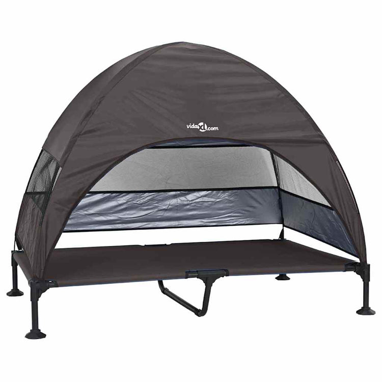 Vidaxx erhöhtes Hundebett braun 127 x 81 x 108 cm Stoff und Stahl