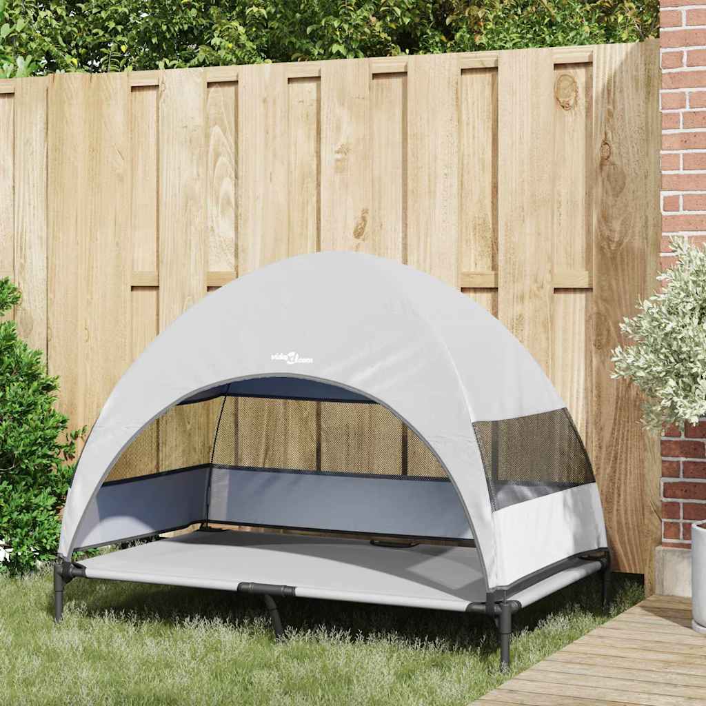 Vidaxx erhöhtes Hundebett silbergrau 127 x 81 x 108 cm Stoff und Stahl