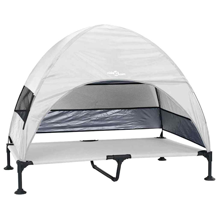 Vidaxx erhöhtes Hundebett silbergrau 127 x 81 x 108 cm Stoff und Stahl