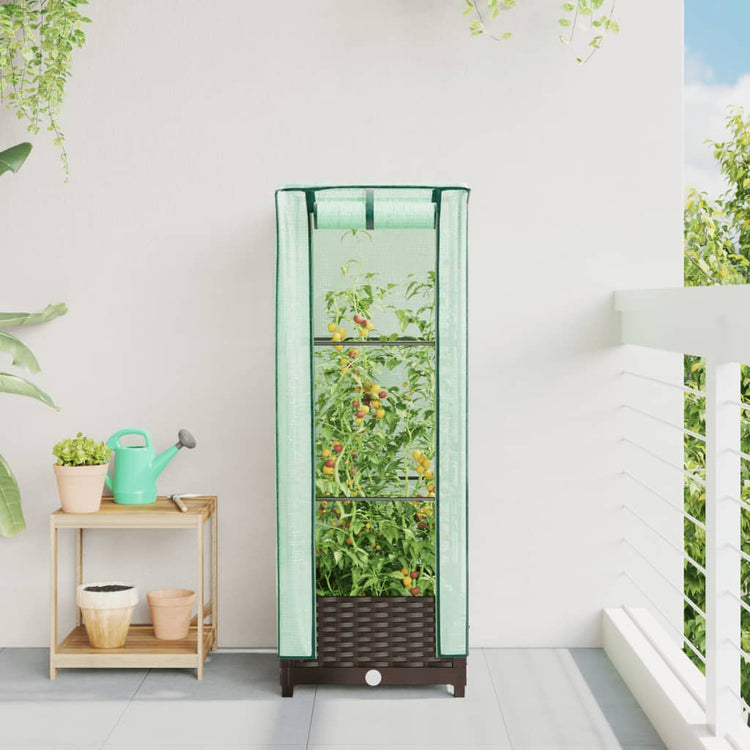VIDAXL -Pflanzer mit Kashoes 40x40x123 cm Rattanlook erhoben