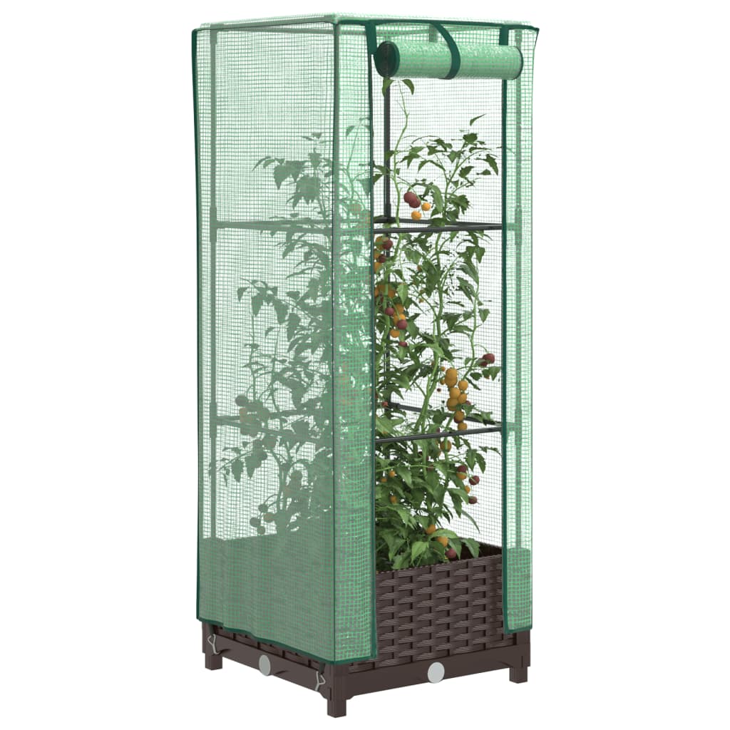 VIDAXL -Pflanzer mit Kashoes 40x40x123 cm Rattanlook erhoben