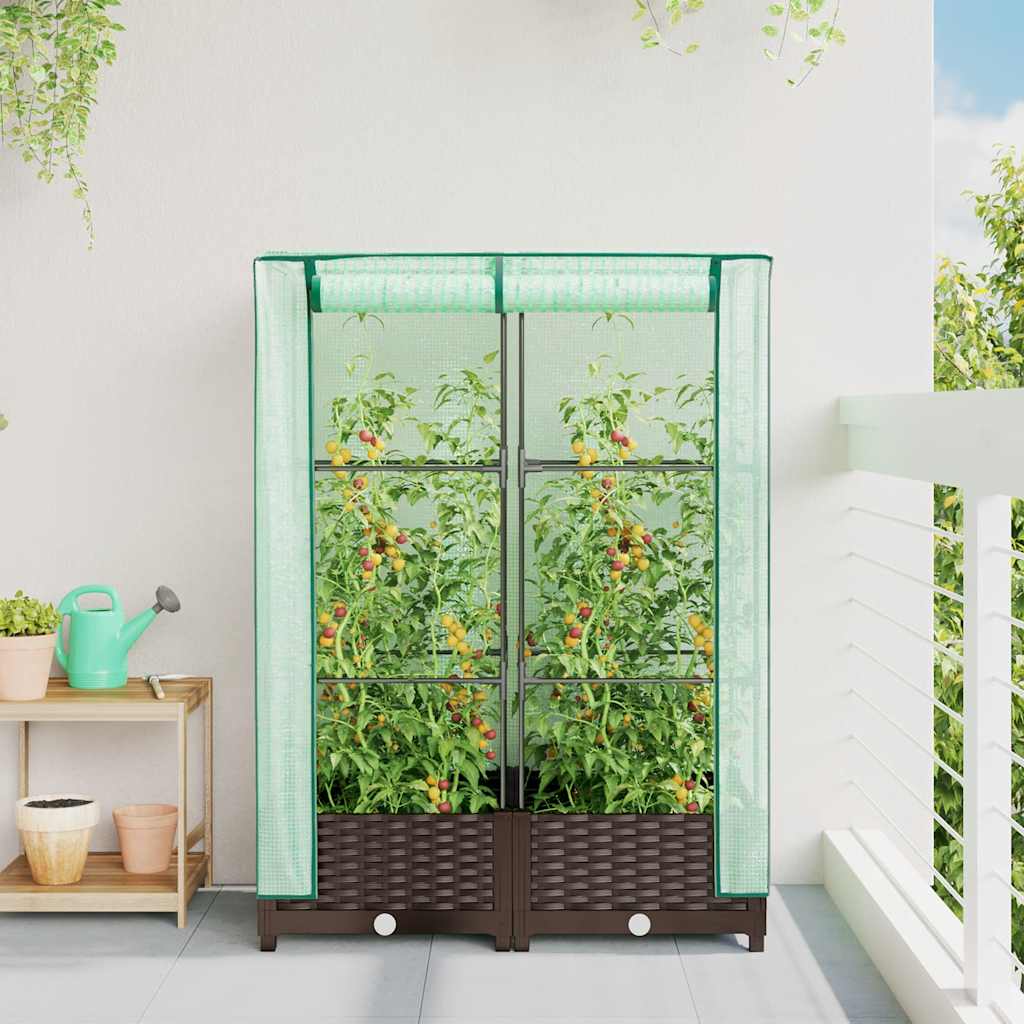 Vidaxl -Pflanzer mit Kashoes 80x40x123 cm Rattanlook erhoben