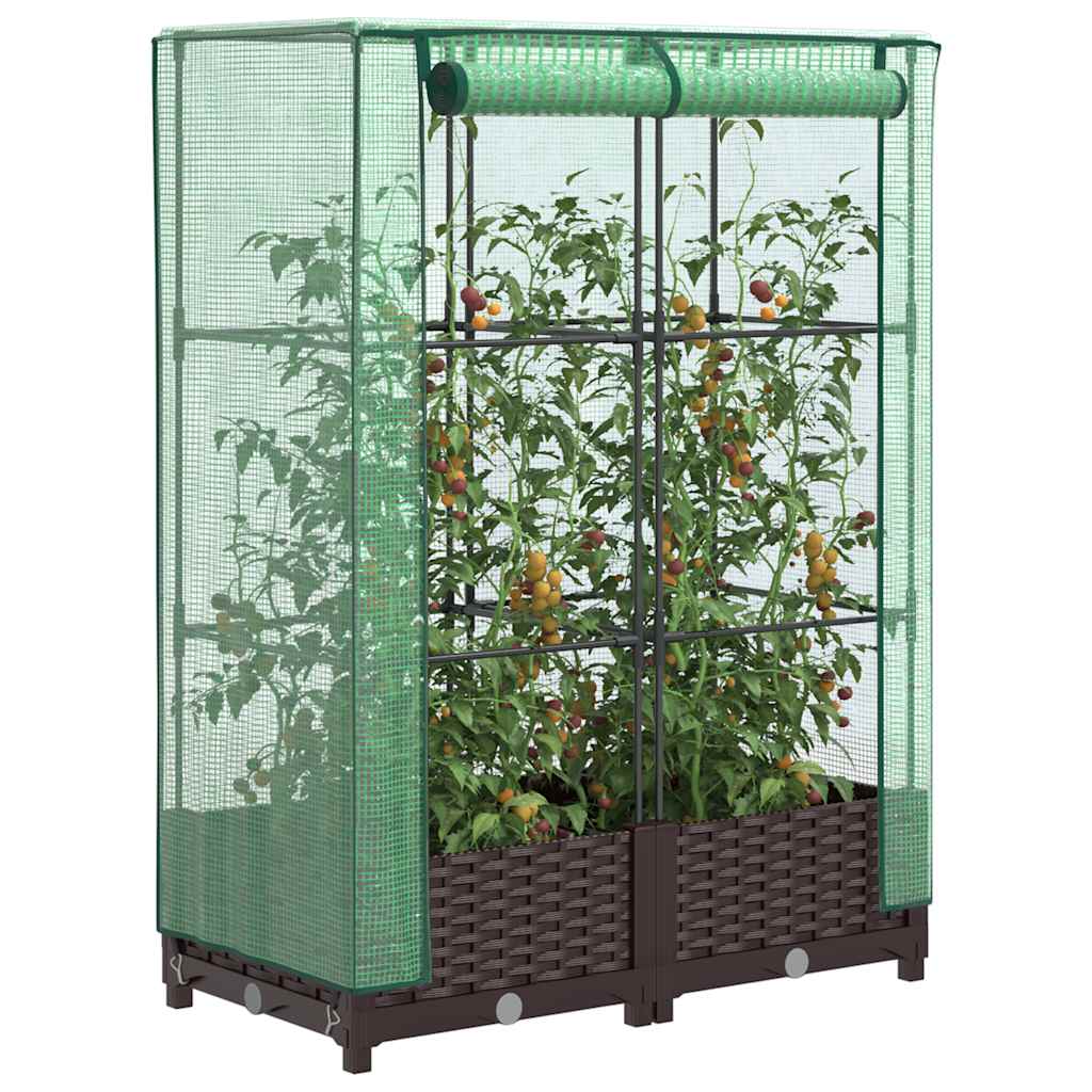 Vidaxl -Pflanzer mit Kashoes 80x40x123 cm Rattanlook erhoben