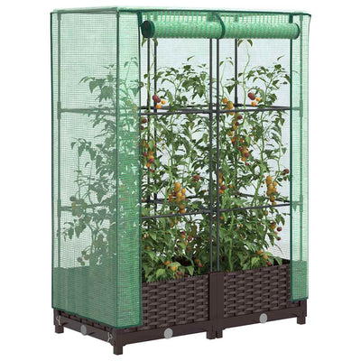 Vidaxl -Pflanzer mit Kashoes 80x40x123 cm Rattanlook erhoben