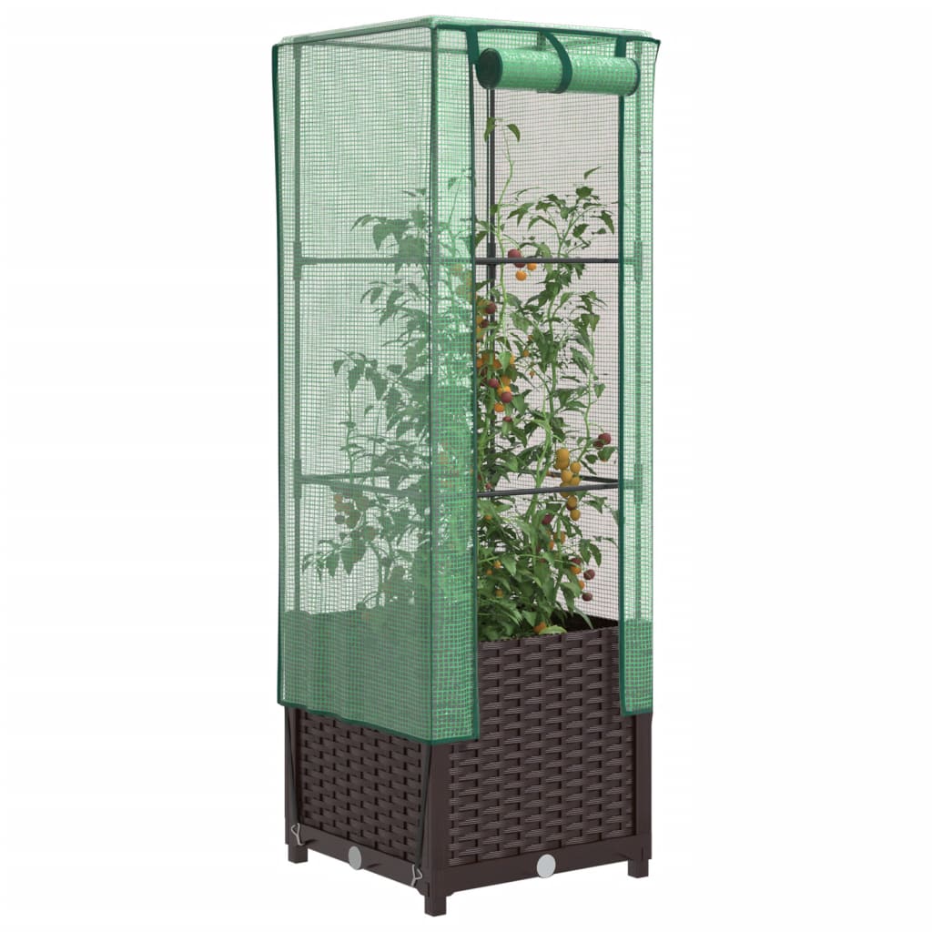 Vidaxl -Pflanzer mit Kashoes 40x40x139 cm Rattanlook