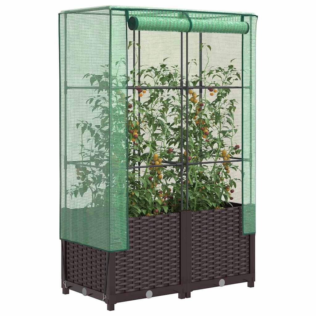 Vidaxl -Pflanzer mit Kashoes 80x40x138 cm Rattanlook erhoben