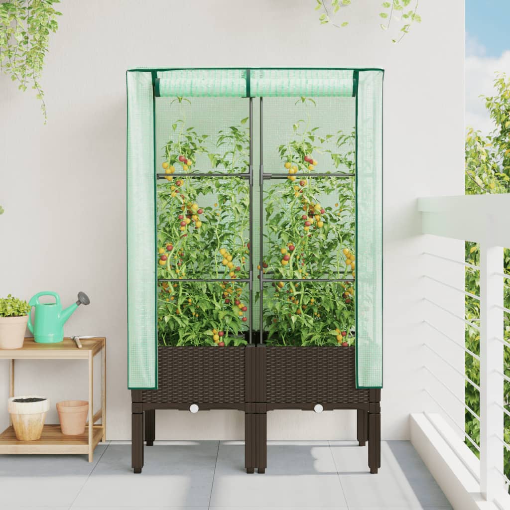 Vidaxl -Pflanzer mit Kashoes 80x40x140 cm Rattanlook erhoben
