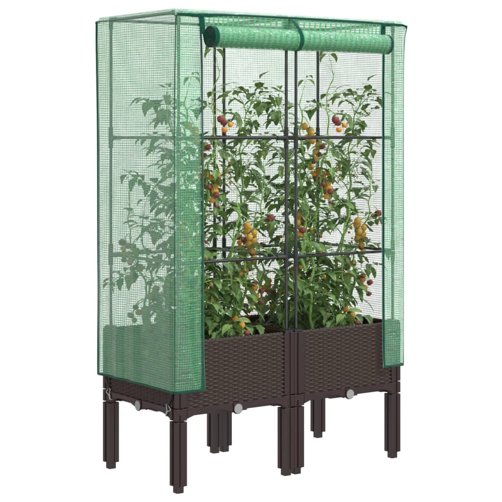 Vidaxl -Pflanzer mit Kashoes 80x40x140 cm Rattanlook erhoben